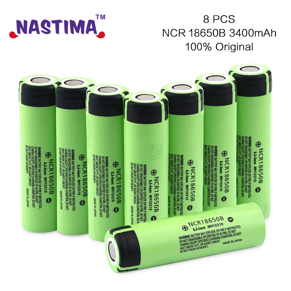 NASTIMA 8 шт. 100% Новый оригинальный NCR18650B 3 7 v 3400 мА/ч 18650 Литий Перезаряжаемые Батарея