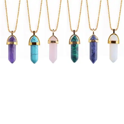 

Бирюзовые ожерелья с подвеской из натурального кварца, точка чакры, лечебные драгоценные камни, подвесы, чокеры, ювелирные изделия, Лол