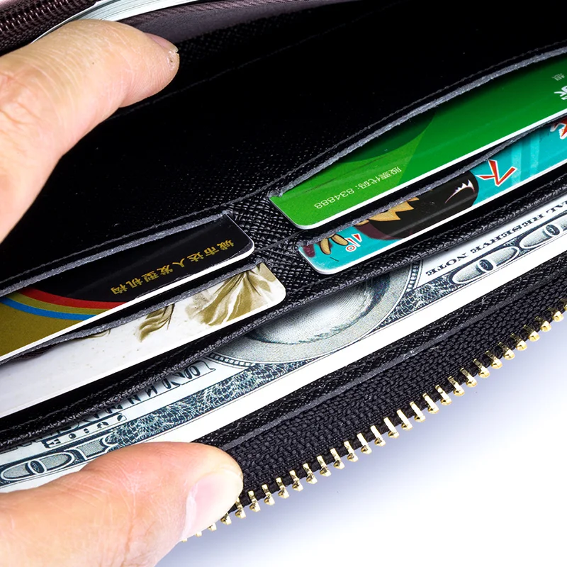 

COMFORSKIN Fashion Crocodile Pattern Zipper European and American Luxurious Genuine Leather Women's Wallets Long Female Purses