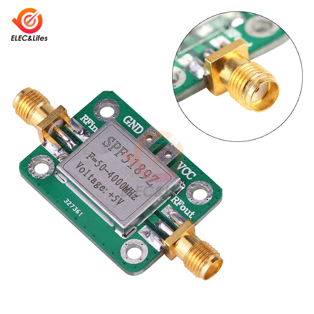 

LNA 50-4000MHz NF 0.6dB SPF5189 Low Noise RF Amplifier Signal Receiver 5V For FM HF VHF / UHF Ham Radio Shield Module Board