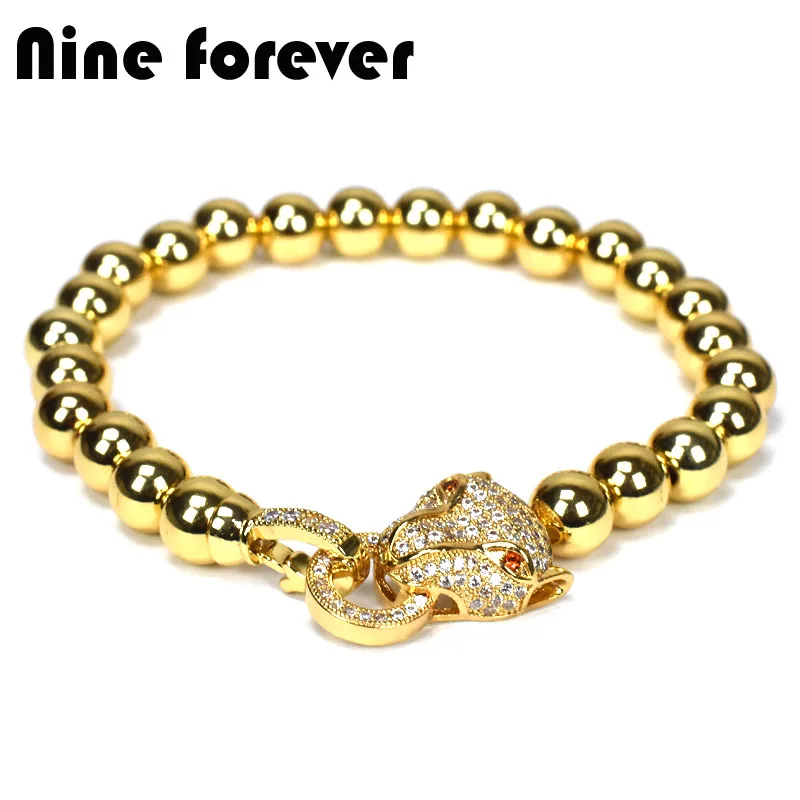 Браслет Nine forever Подвески с леопардом мужские ювелирные изделия медные бусины