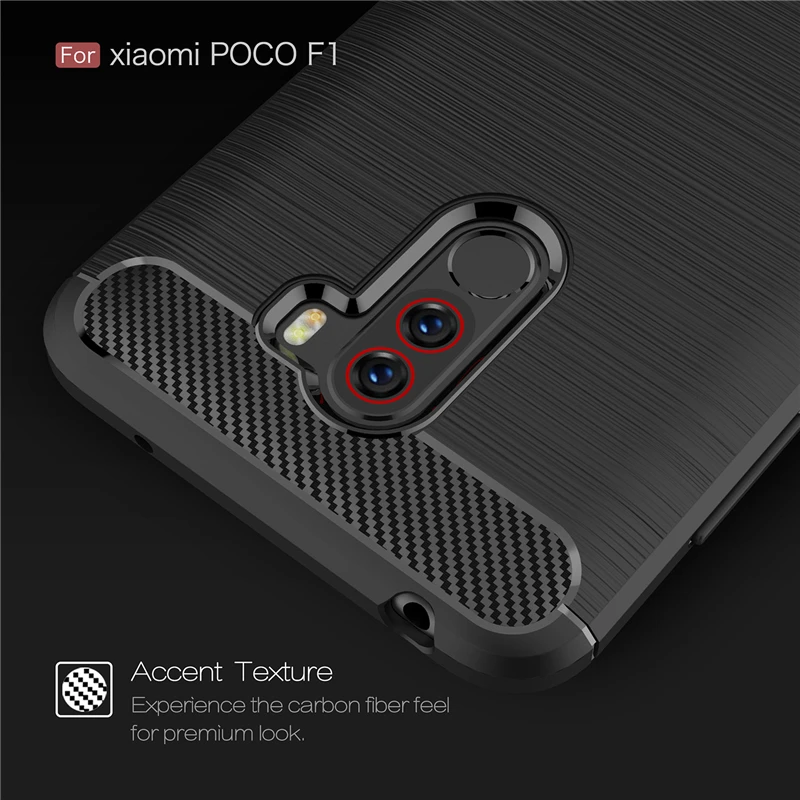 Для Xiaomi Pocophone F1 чехол Бизнес HQ углеродного волокна Ударопрочный Мягкий Silica