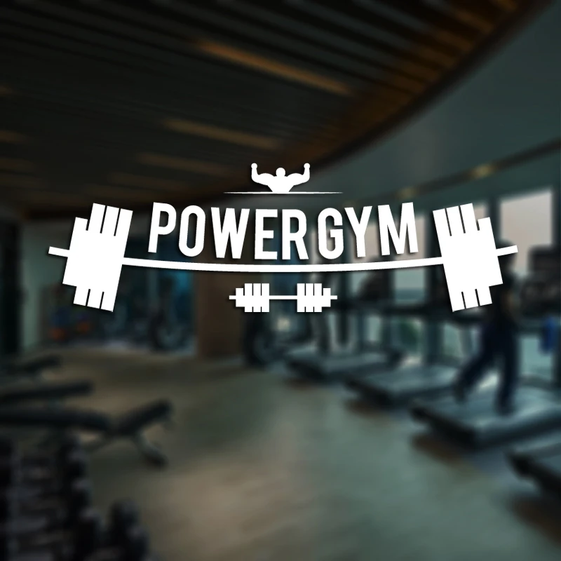 

Fitness Club Power GYM Decal Gym Sticker Dumbbell Posters Vinyl Wall Decals Pegatina Decor Mural Gym Sticker JXB003