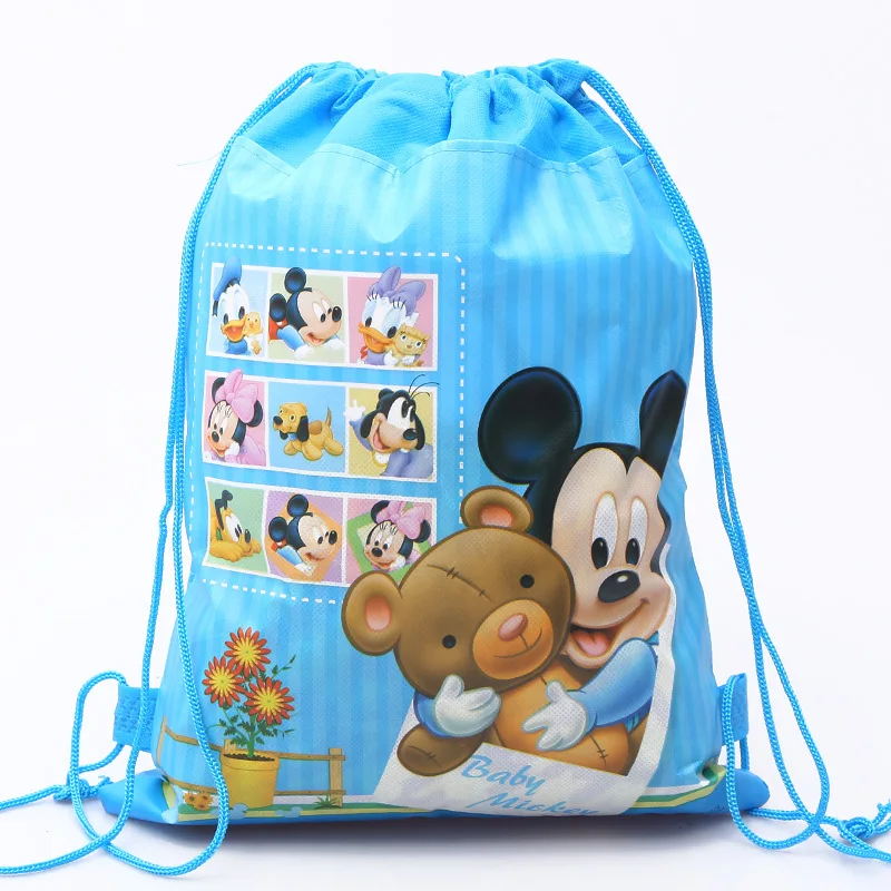 Disney мультяшный Микки Маус узорчатый пакет Карманный двухсторонний нетканый тканевый мешок на шнурке школьная сумка Детский подарок