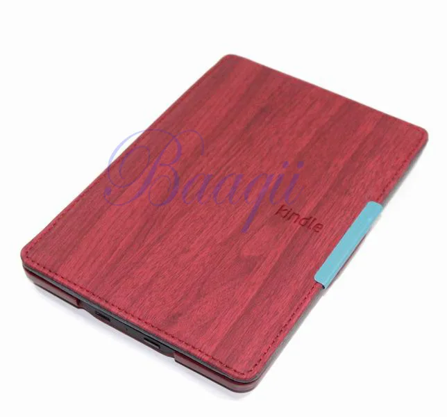 Красный деревянная модель магнитный авто сон тонкий чехол для Kindle Paperwhite