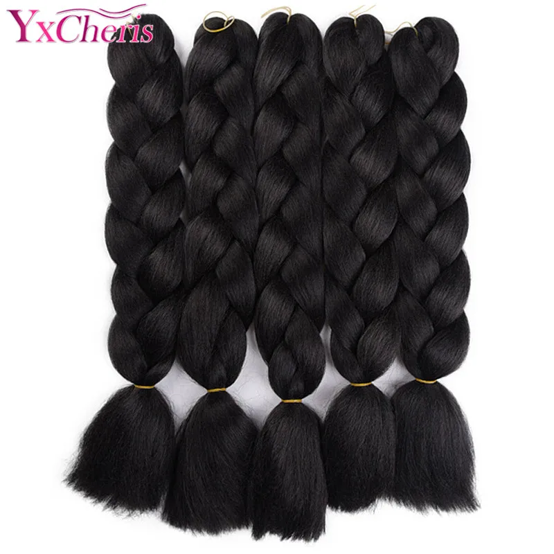 Kanekalon 24 дюймов 100 г Серый фиолетовый черный розовый чистый цвет синтетические