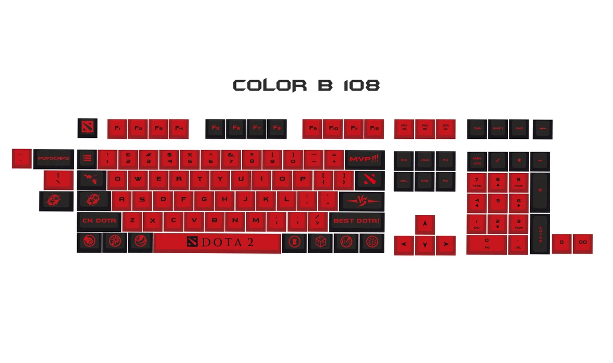 COLOR B 108 1 комплект PoFoCaps PBT сублимационные колпачки для ключей персональная механическая клавиатура для Dota2 мясника полный набор вишневого профиля - Цвет: COLOR B 108