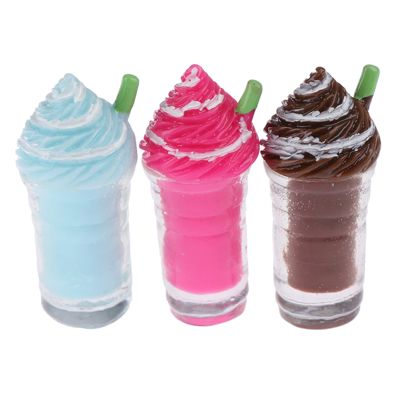 

2Pcs Cute Doll House Miniature Drink Ice Cream Cups Set Model Pretend Play Mini Food Fit Play House Toy Doll Accessories