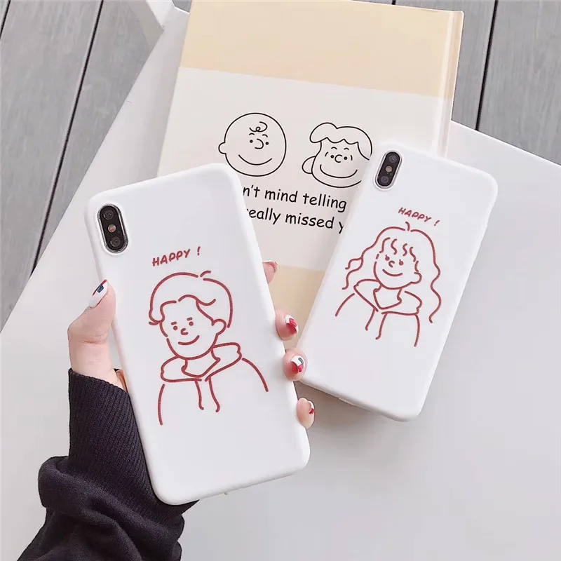 Ins мультфильм мальчик девочка чехол для телефона iphone XS MAX XR X 6 6s 7 8plus пары защитный