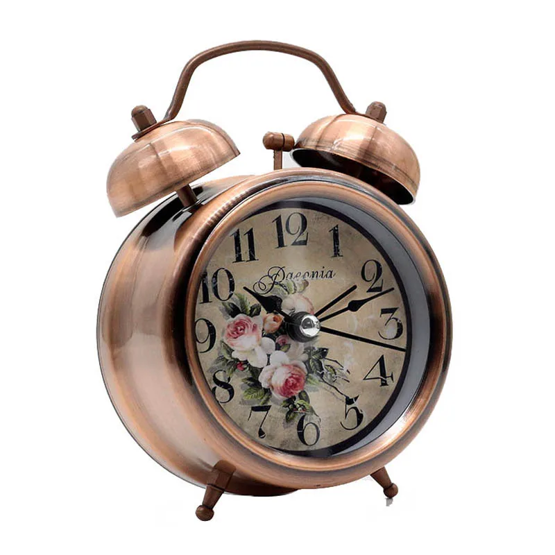 3 дюймовый Винтаж металлический тихий будильник настольные часы с Подсветка для