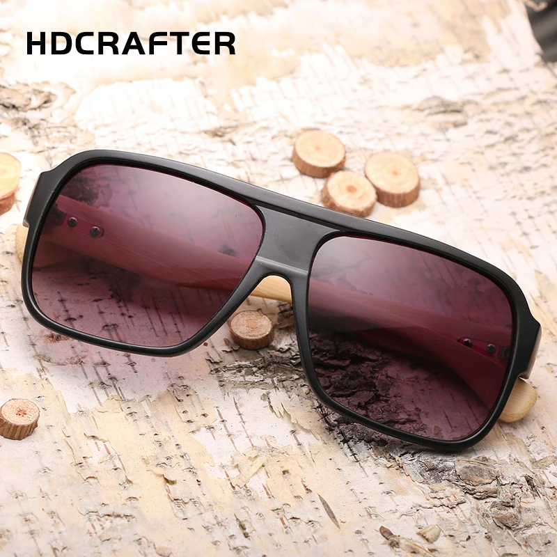 HDCRAFTER плоские бамбуковые солнцезащитные очки с футляром бренды женские очкив
