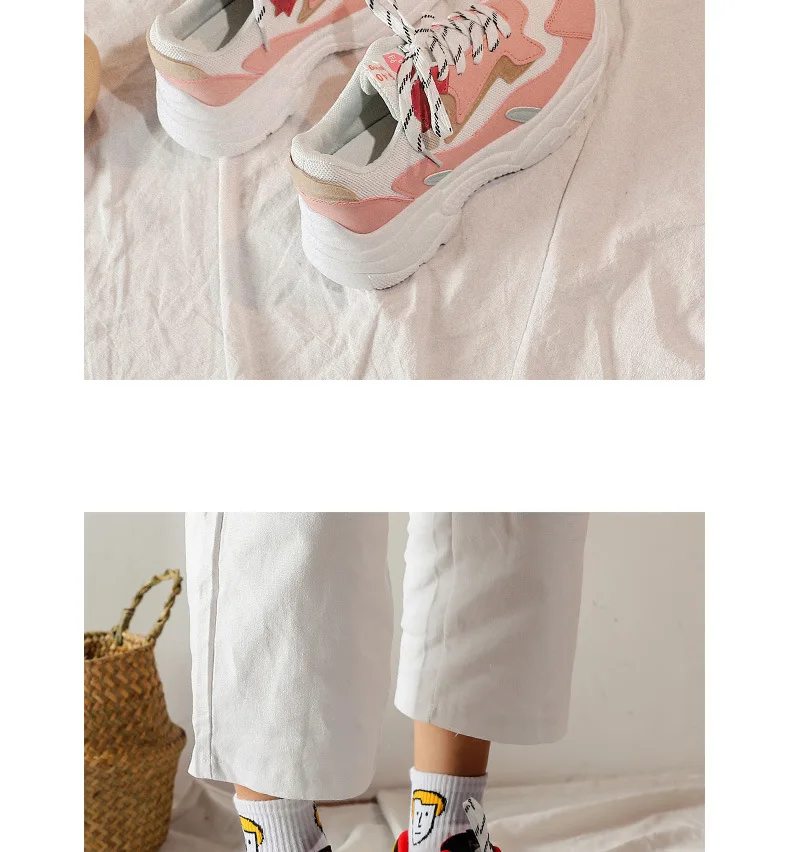 Zapatos de mujer; Повседневная Белая обувь; женские модные брендовые кроссовки; chaussure; сезон осень; женская обувь на платформе; обувь в стиле пэчворк