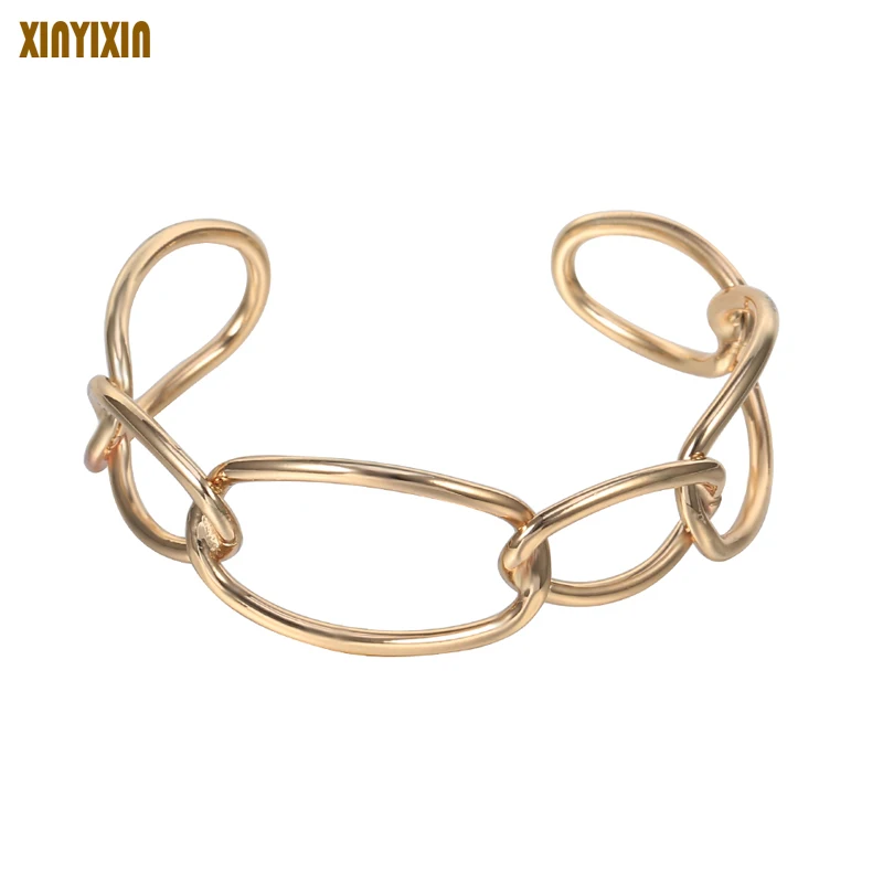 Simple Circles Gold Color Cuff Bangle for Women Personalized Geometric Bracelet 2019 Fashion Jewelry Mother Party Gifts | Украшения и