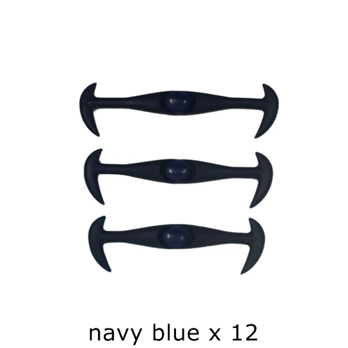 navy blue shoelaces 12 шт./лот, креативная Мужская и женская спортивная обувь для бега, аксессуары, шнурки без галстука, эластичные силиконовые шнурки для обуви V037 - Цвет: navy blue shoelaces