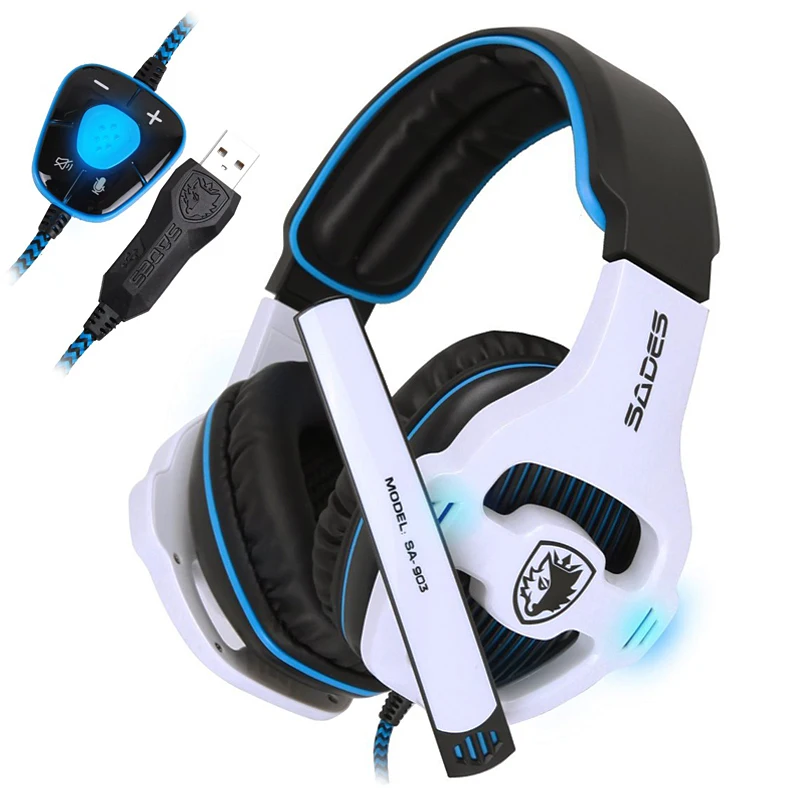 SADES SA903 USB Игровые наушники ПК игровая гарнитура с внешним звуковым микрофоном для