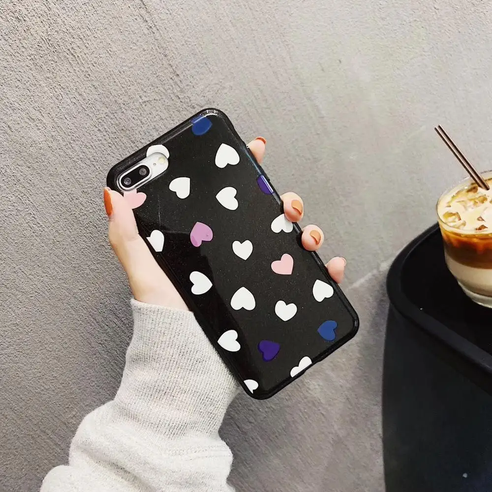 Милая задняя крышка с принтом сердца для iPhone X XR XS MAX 8 7 6 S Plus Мягкий чехол телефона