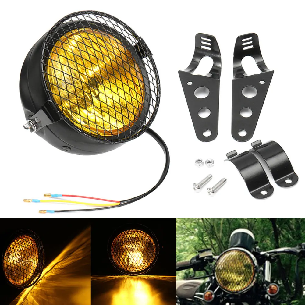 6 5 &quotРетро мотоциклетная фара Гриль боковое Крепление крышка с кронштейном кафе