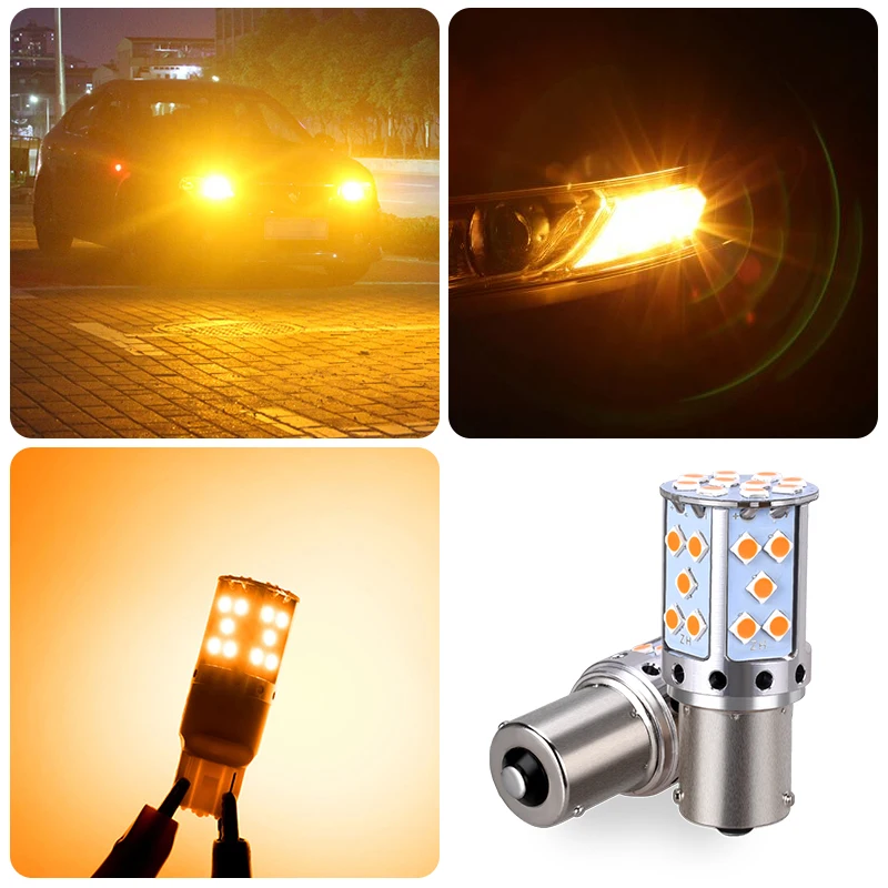 1 шт. светодиодный светильник P21W 1156 BA15S PY21W BAU15S 3030 35SMD лампа Canbus Free T20 7440 W21W для
