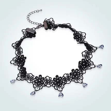 Warme Farben Кристалл от Swarovski женское колье ожерелье барокко Черная кружевная цепь с кисточками и в форме капли ожерелье с подвеской - Цвет камня: as picture