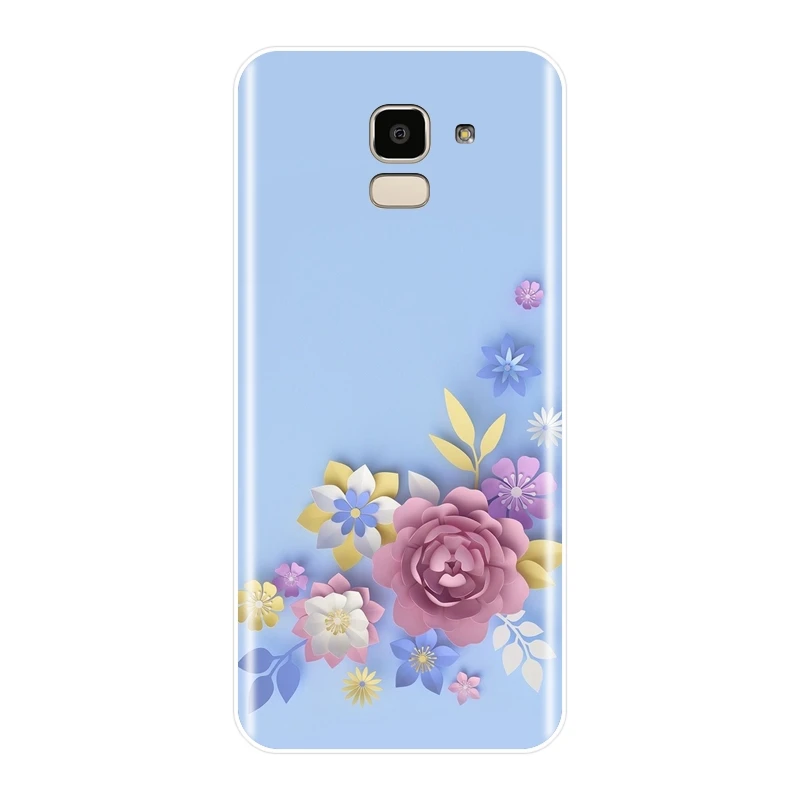 Задняя крышка для Samsung Galaxy J4 J6 J8 Plus силиконовый чехол с цветами розы J2 J5 J7 Prime J3 2015