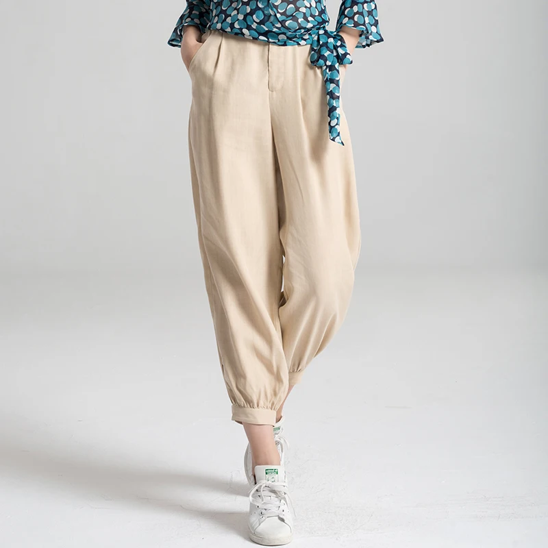 Женские шаровары из шелка и льна свободные тутового шелкопряда размер M L |