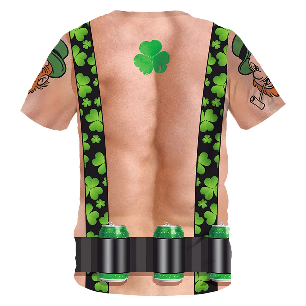 

Irish Festival Clover 3D Print Large Size T Shirt O-Neck Men Tee T-Shirt Halloween Cosplay T Shirts Plus Size