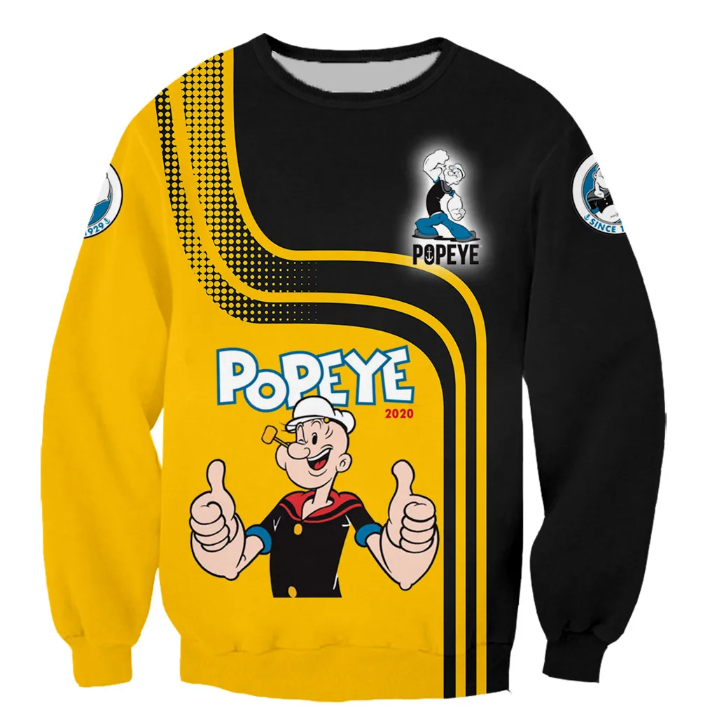Новое поступление Классическая мультяшная серия 90 х Popeye 3D принт мужская и