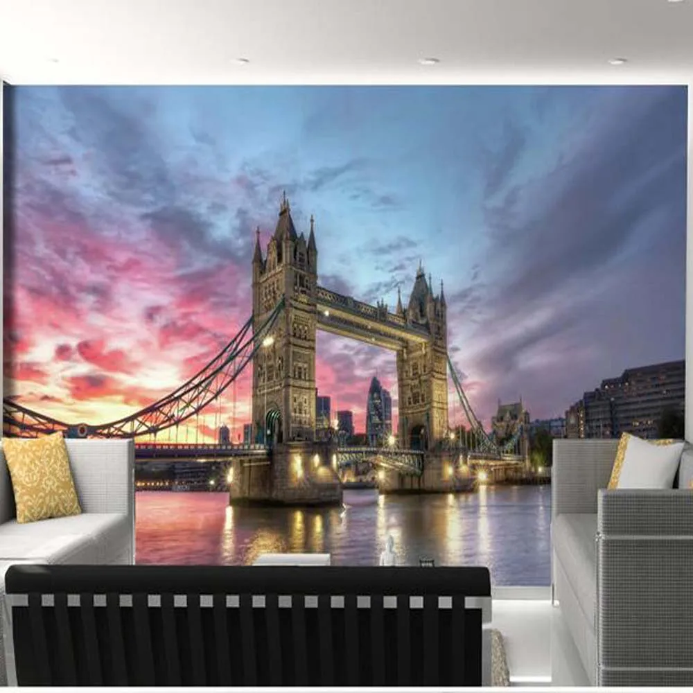 Европейская настенная бумага Лондонский мост городской пейзаж виниловые обои в