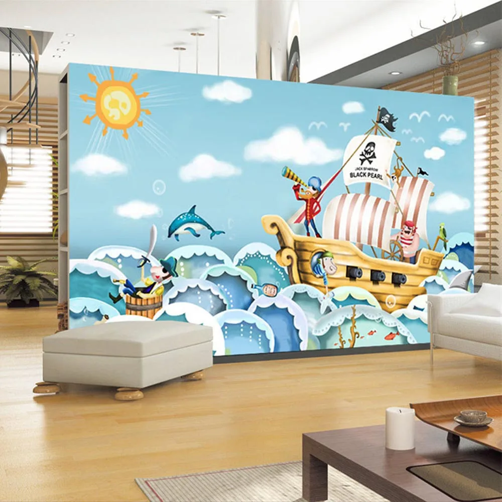 

pirate piratical vessel sea rover large photo wallpaper mural kids bedroom carton murals 3d wallpapers on the stereoscopic wall