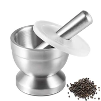 lmetjma stainless steel spice grinder with mortar and pestle herbs spice grinder bowl seasoning mill pill crusher kc0245
