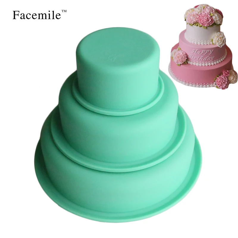 Mac  20*15*9.5 3PCS  Silicone Round Cake Molds Cake Decorating Tool Pans Baking Fridge Molding For Cake/ Pies/ Bread/ Ice Cream