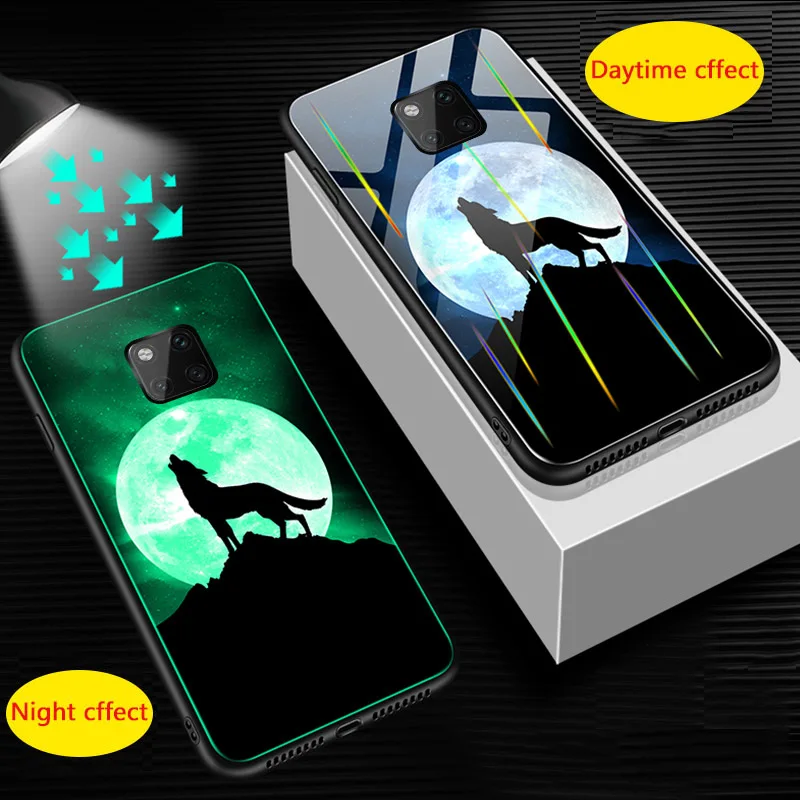 Роскошные светящиеся стеклянные Чехлы Dragon Wolf для телефонов huawei mate 20 pro цветной