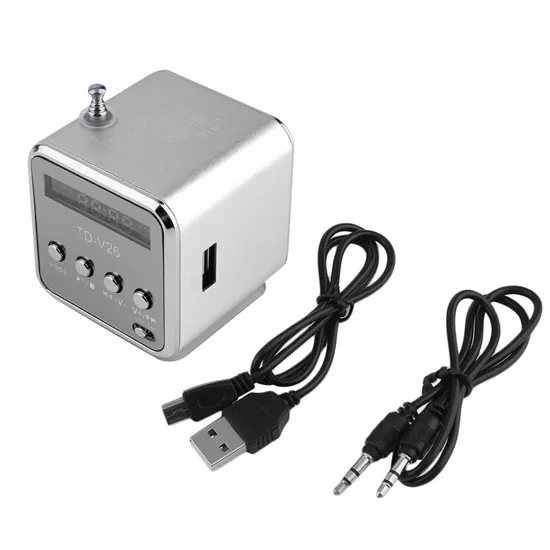Silver Портативный алюминиевый сплав микро динамик USB мини стерео супер бас динамик s Колонка Ubwoofer Musica MP3/4 FM радио приемник - Цвет: Silver