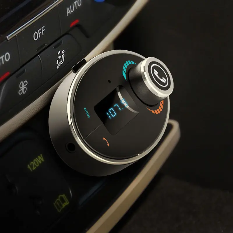Автомобильный комплект Bluetooth с круглым рисунком ЖК дисплей FM передатчик