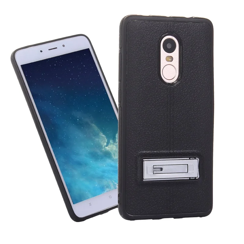 Ультра тонкий ТПУ текстуру кожи кронштейн чехол для Xiaomi Redmi Note 4 Роскошные