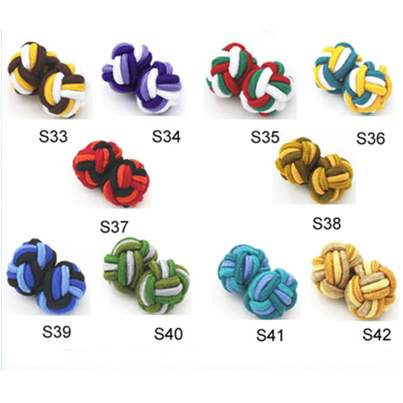 Модная мужская рубашка классическая двойная веревка мячи в форме узла запонки