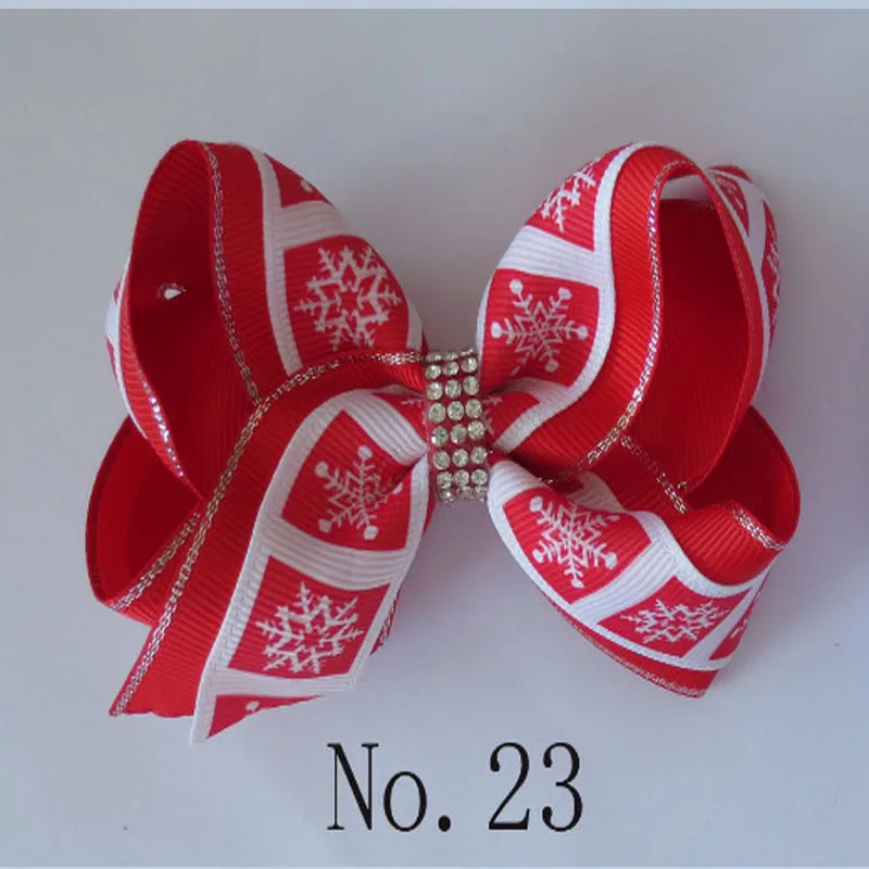 

20 BLESSING Girl 4" Two Tone ABC Bow Clip Christmas Snowman Santa Snow