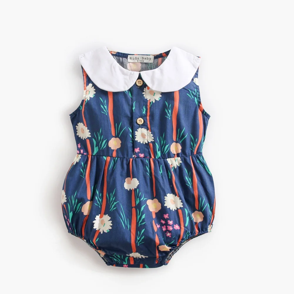 

Cute 0-3T Summer 100%Cotton Floral Baby Girl Rompers Newborn Clothes Roupas de bebe Girls Onesie Sleeveless Jumpsuits