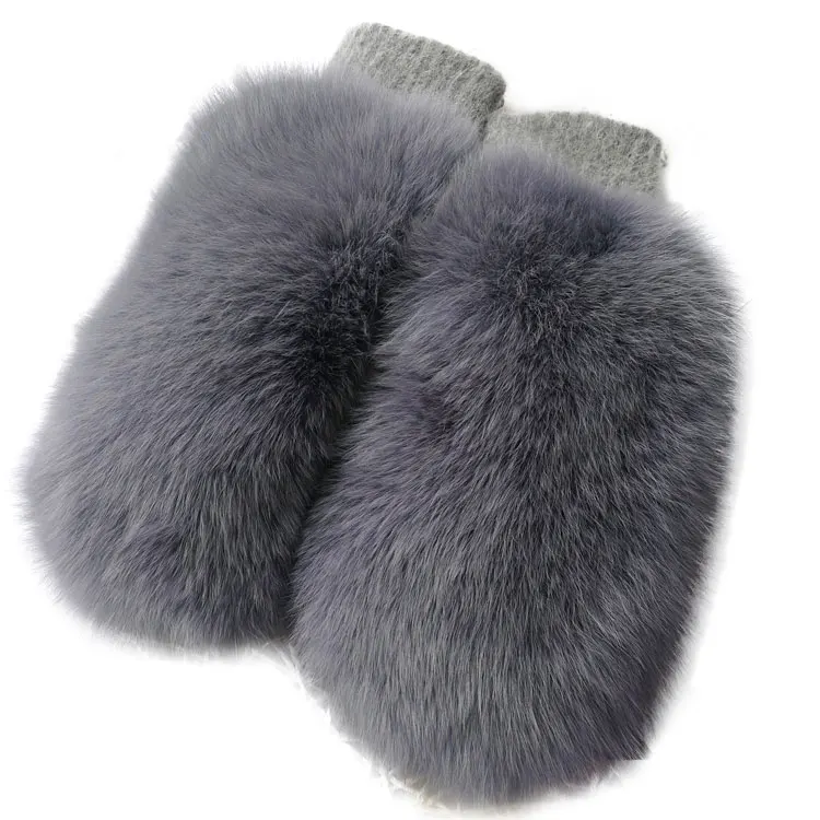 

Новые стильные женские перчатки из натурального Лисьего меха, варежки, зимние теплые варежки из натурального меха, шерстяные вязаные теплы...