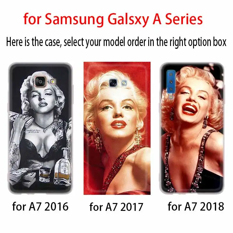 Чехол для Samsung A42 A52 A72 A32 A12 A71 A51 A70 A50 A20 A30 A20S A21S A50S A6 A7 A8 2018 сексуальная Мэрилин Монро |
