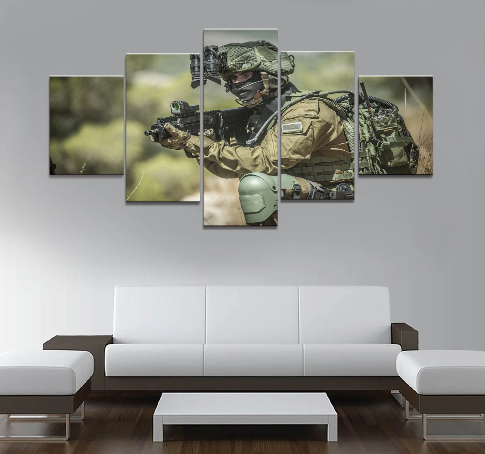 

Home Decor Poster HD Pictures Prints Canvas 5 Piece Modular Field Special Soldier Living Room Art Decorative Painting Framed