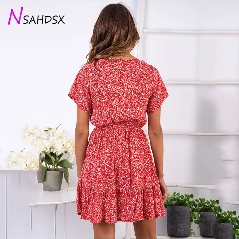 Платье Vestido платье летние женские мини платья с цветочным рисунком 2019 новые