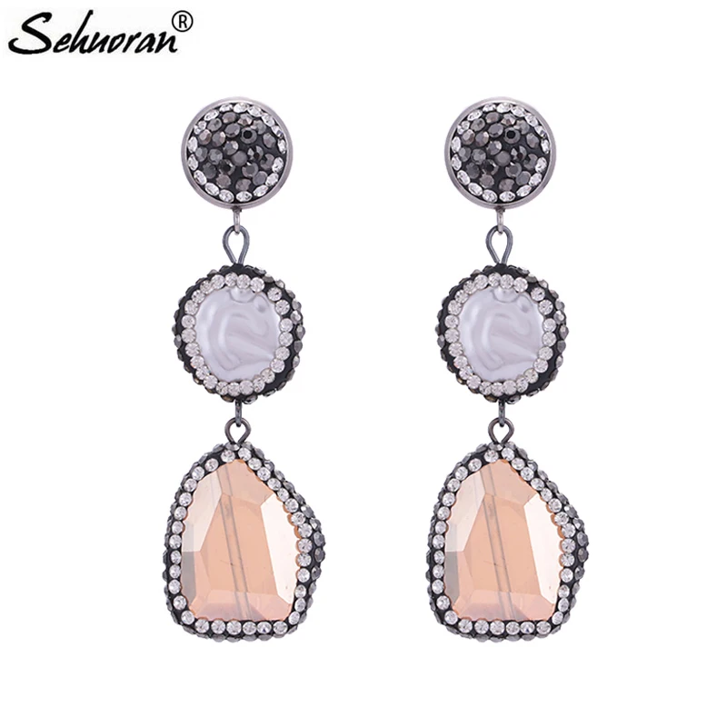 Sehuoran Oorbellen Aretes De Mujer ручной работы серьги капли с кристаллами для женщин Эффектные