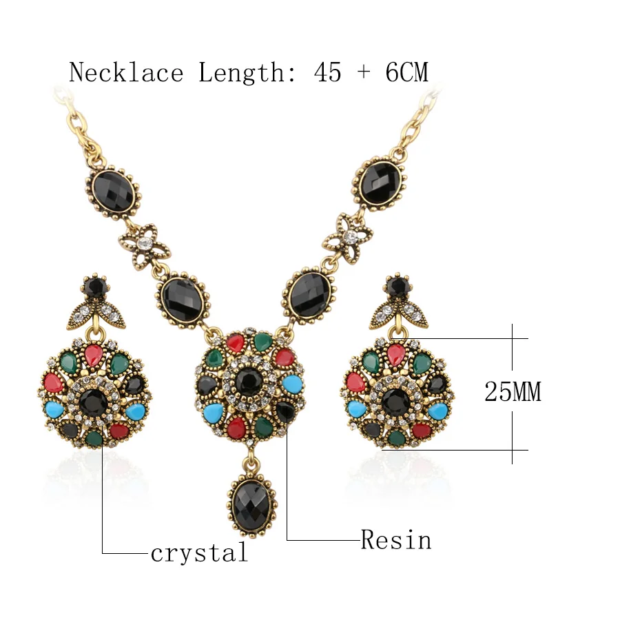 Роскошные Ретро Хрустальные цветочные комплекты с ожерельем модные цвета