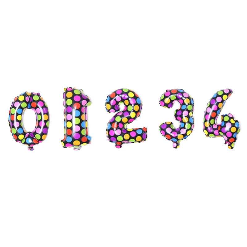 1 шт. 16 дюймов красочные горошек Шарики цифра Фольга шар для дня
