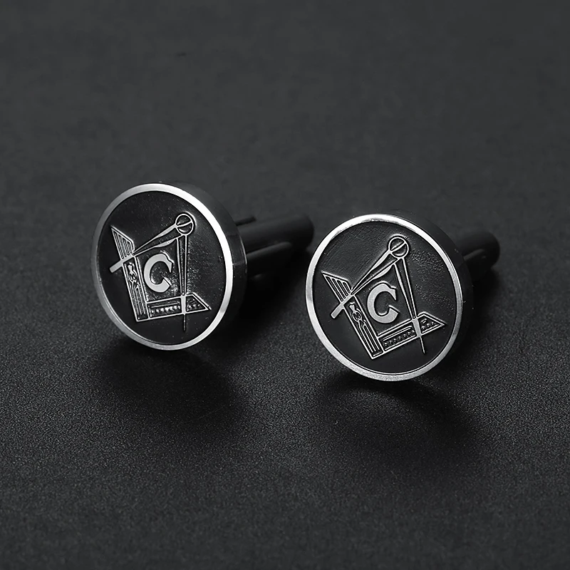 Masonic Signet Cufflinks For Men T-Shirts Black Enamel Freemason Logo 316l stainless steel Windding | Украшения и аксессуары