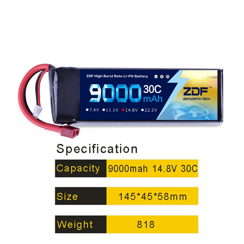 Аккумулятор Lipo ZDF 14 8 в 9000 мАч 30C 60C T/XT60 вилка для самолета вертолета квадрокоптера