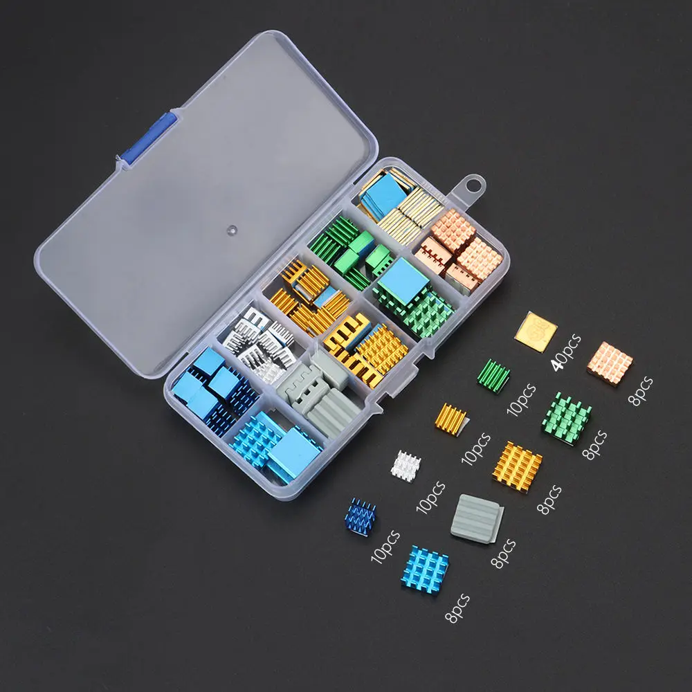 80 шт./компл. Raspberry Pi 3 Model B+ радиатор алюминий+ медь с логотипом охлаждающая подставка disipador радиатор для Raspberry Pi 3 B - Цвет: Синий