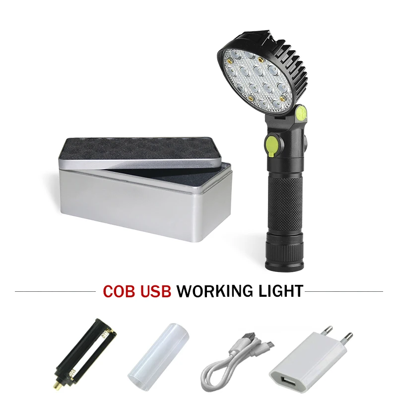 Cob светодиодные фонарики красный синий белый свет микро USB 18650 фонарик вспышка