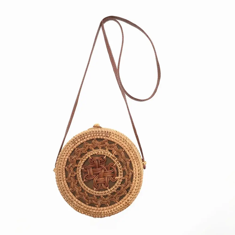 WholeSale 5pcs Rattan Bags Hollow Out Summer Beach Shoulder Bags Straw Messenger Bag Bohemian Women's Bag